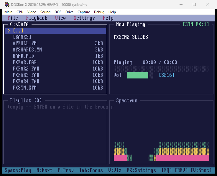 HEARO main UI rendered in the new Tokyo Night theme. Background shifts to muted dark purple, accents in soft pink and indigo, spectrum visualizer recoloured.