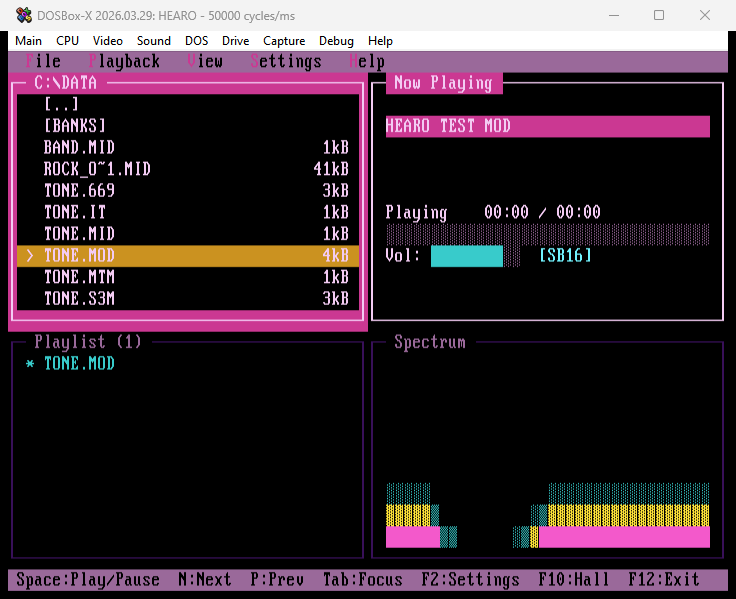 HEARO with Synthwave palette + High Contrast role scheme. Magenta, cyan, yellow against black, very loud and modern.